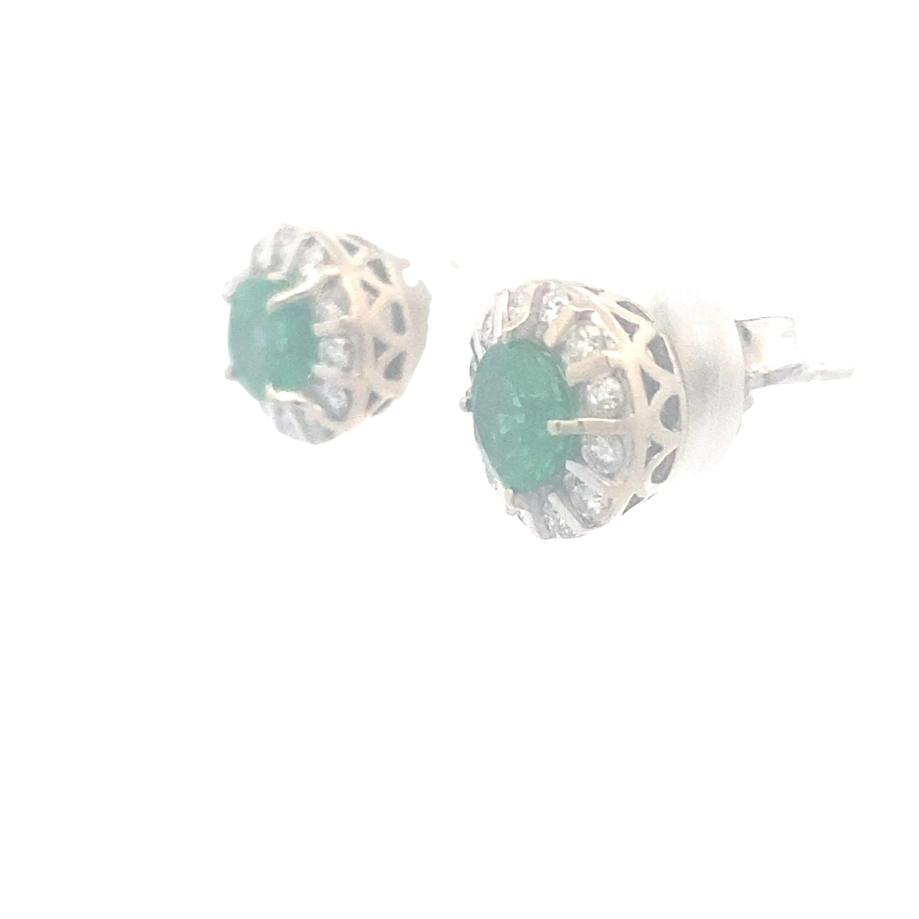 Estate White Gold Emerald Studs