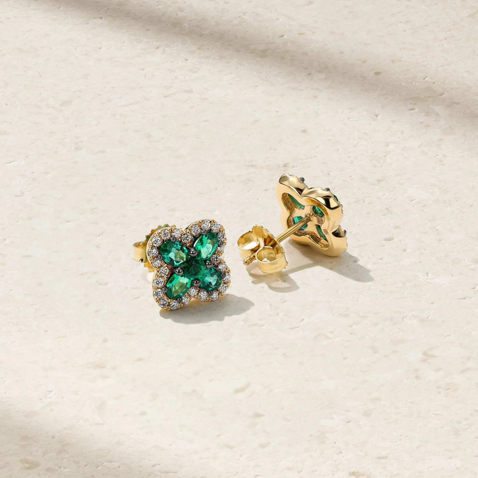 Felicity Emerald and Diamond Stud Earrings