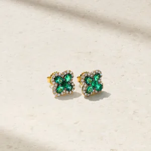 Felicity Emerald and Diamond Stud Earrings