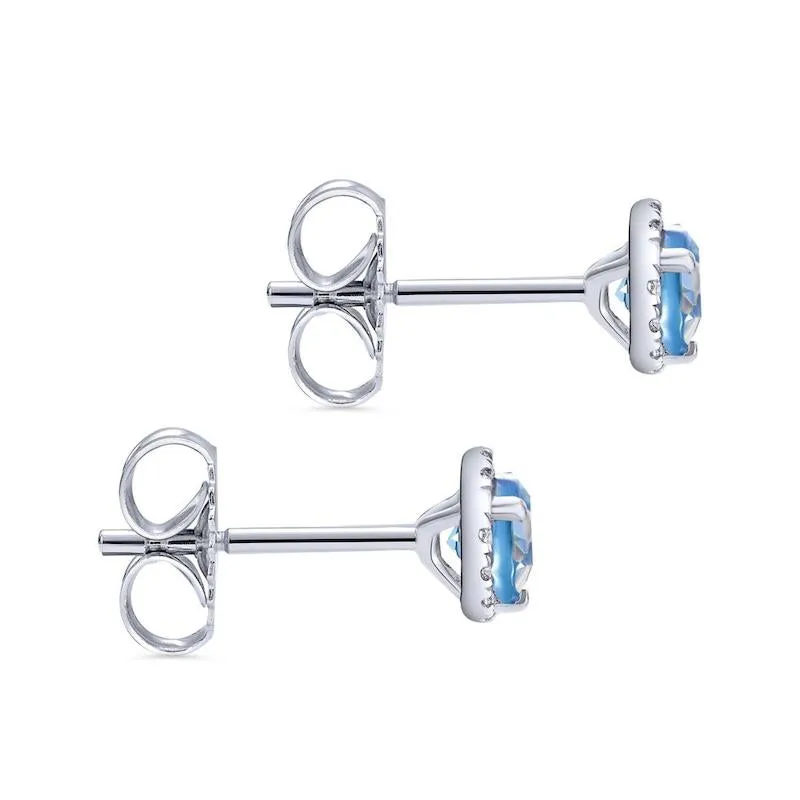 Gabriel & Co. 14k White Gold Lusso Color Gemstone & Diamond Stud Earrings