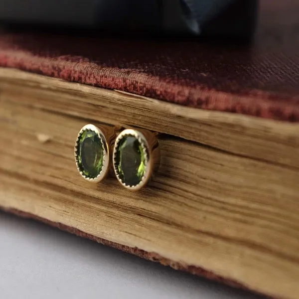 Gold Baroque Peridot Earrings by Joy Everley