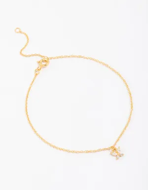 Gold Plated Sterling Silver Butterfly Charm Anklet & Bracelet