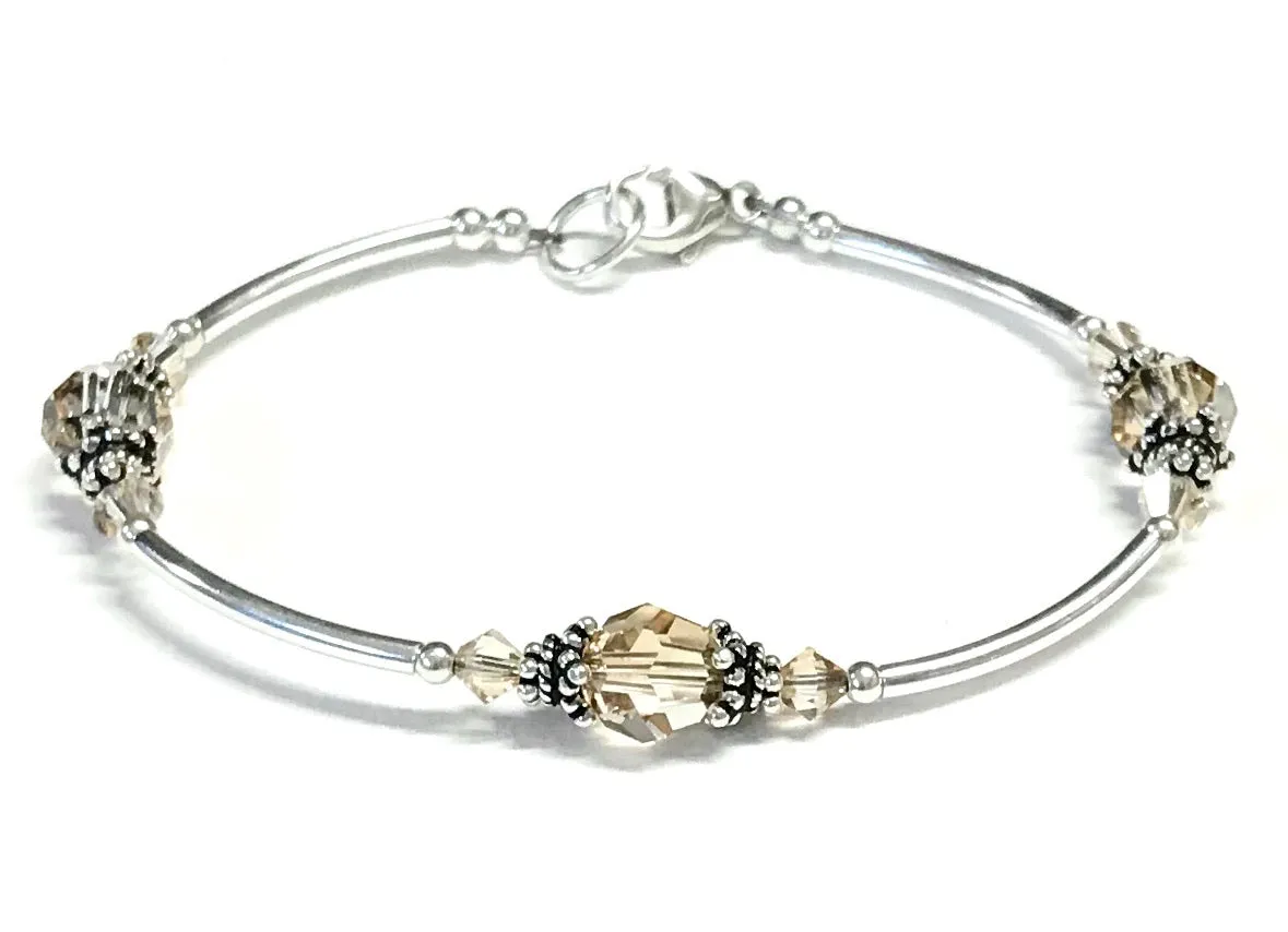 Golden Shadow Crystal Sterling Silver Bracelet