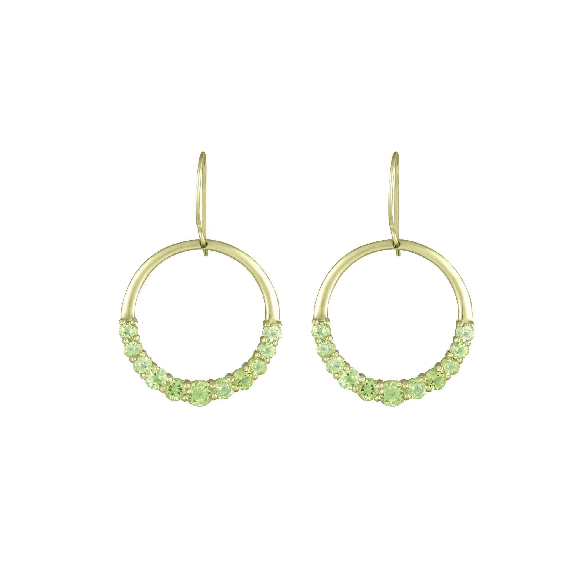 Graduated Peridot Fashion Dangle Earrings in 10K Yellow Gold