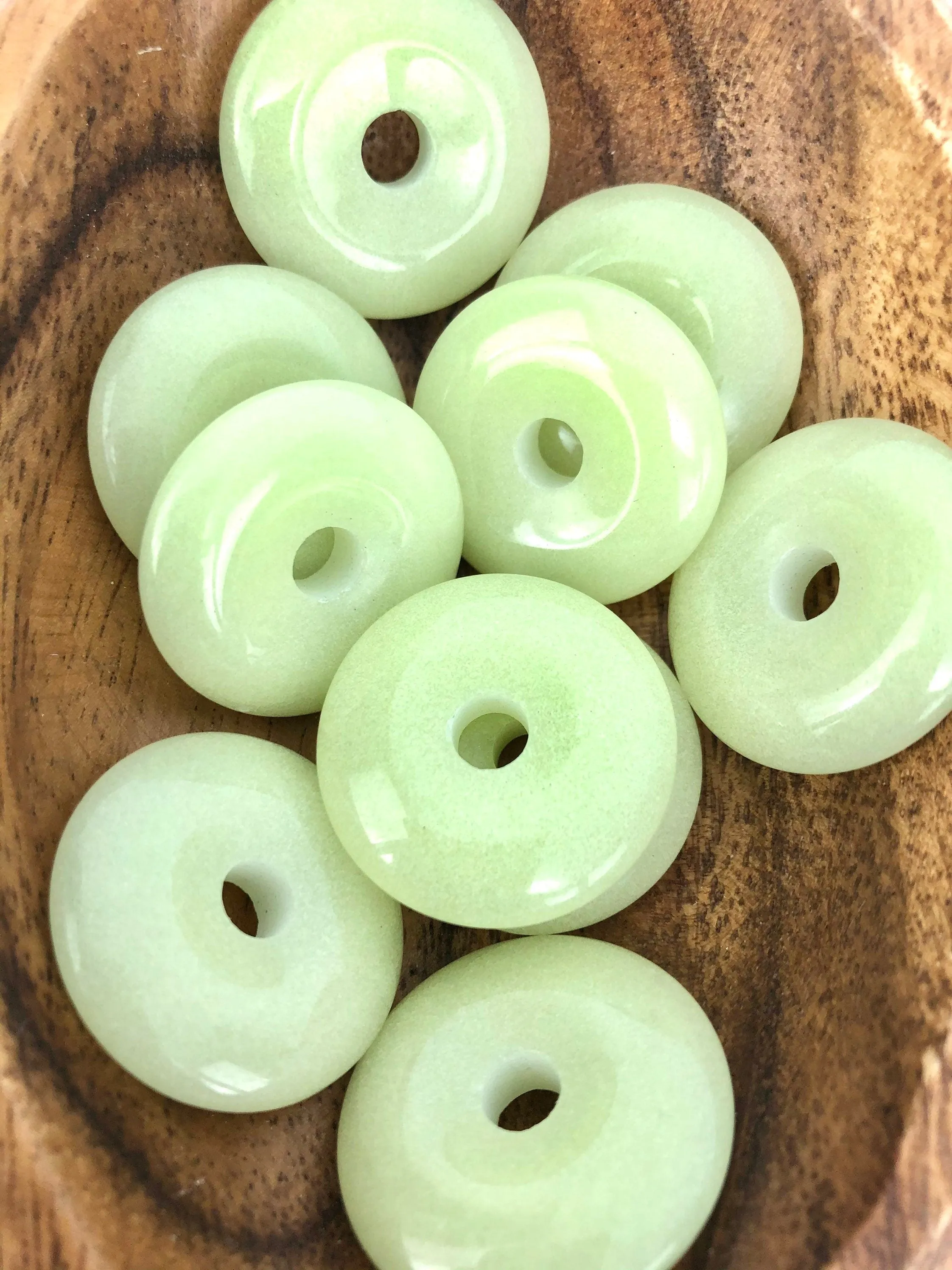 Green Glow In The Dark Donut Jade Beads Sku#BG152