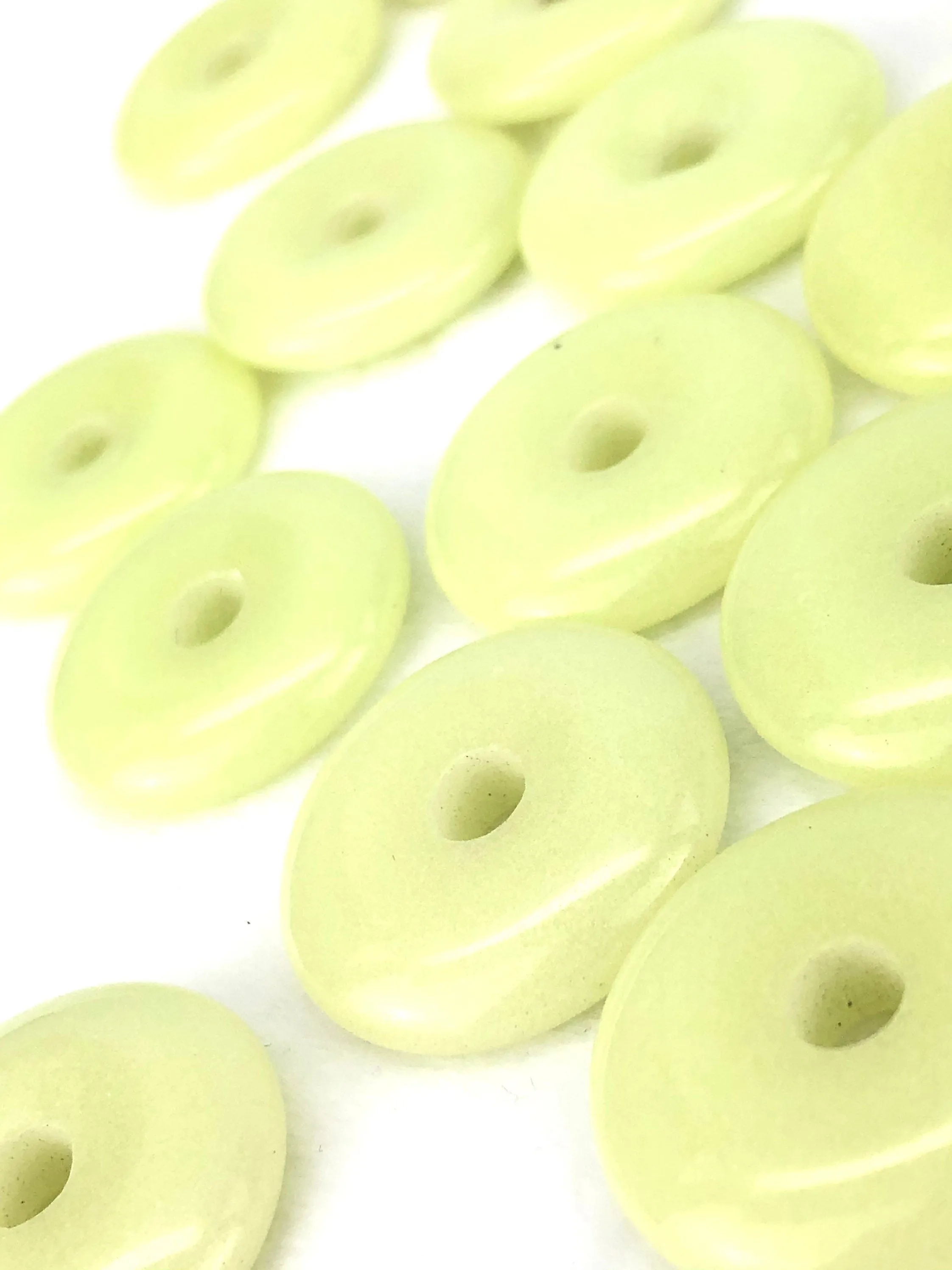 Green Glow In The Dark Donut Jade Beads Sku#BG152