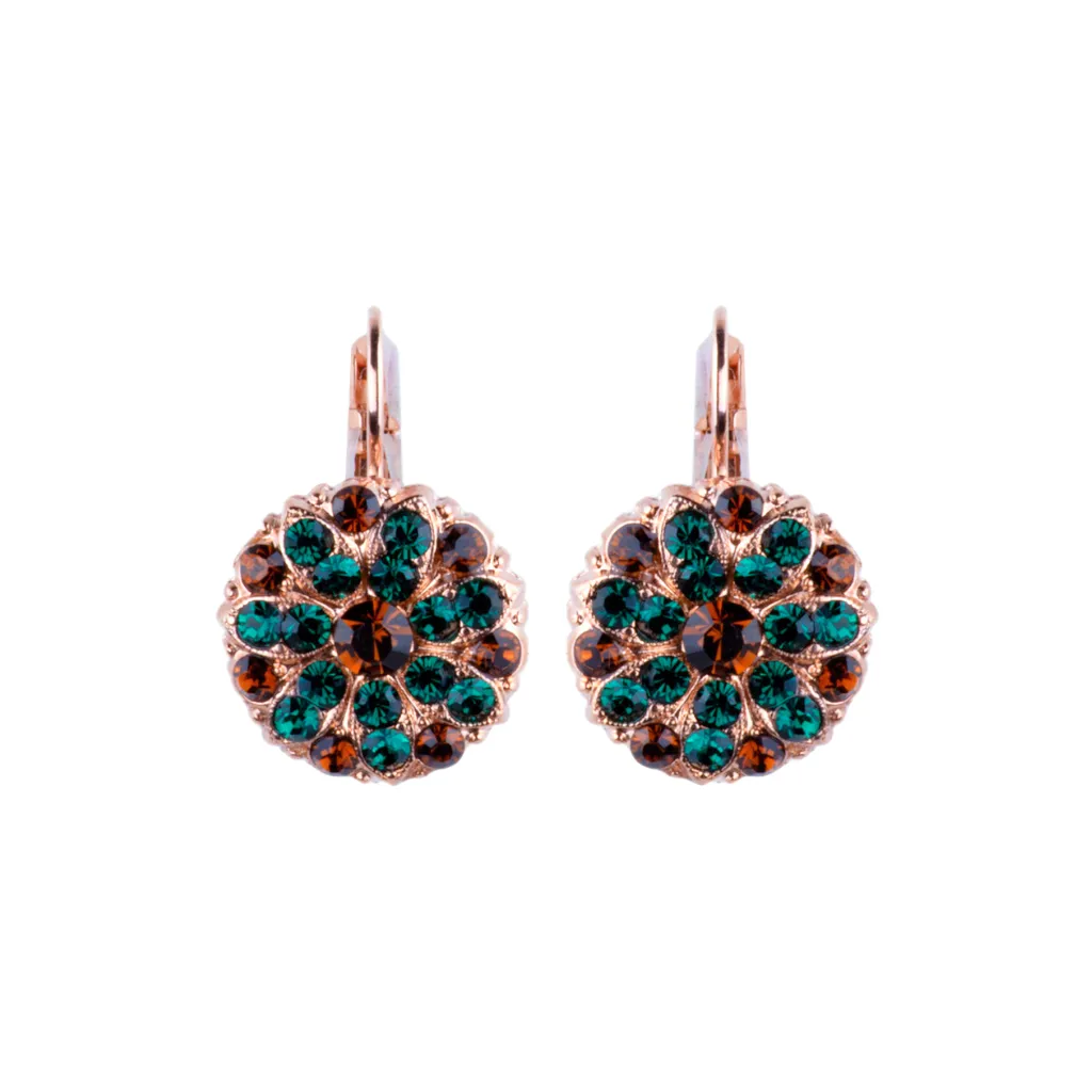 Guardian Angel Leverback Earrings in "Deep Forest" - Rose Gold