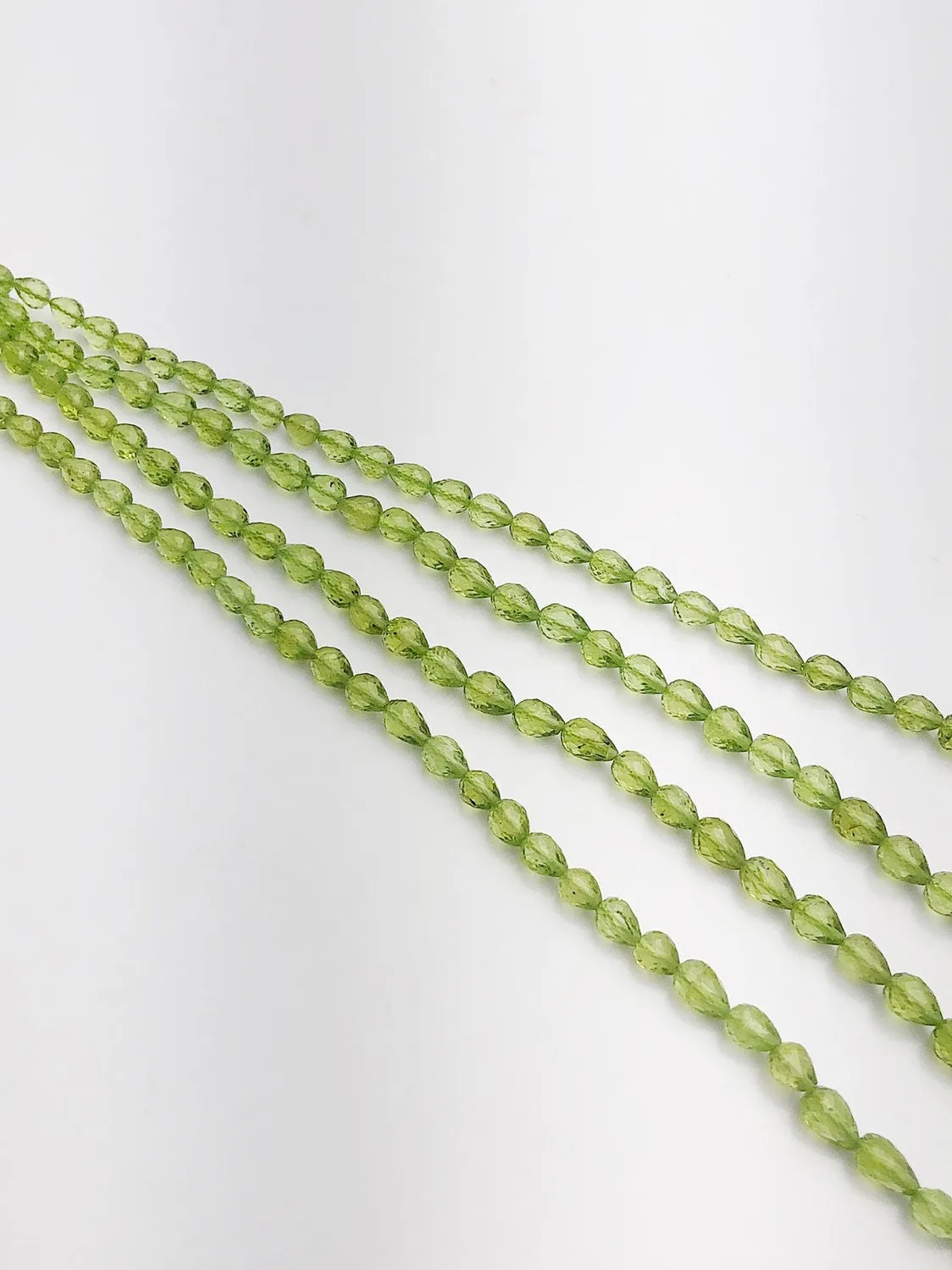 HALF OFF SALE - Peridot Faceted Pear Gemstone Beads, Full Strand, Semi Precious Gemstone, 8"