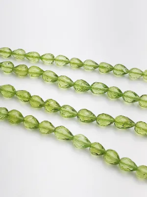 HALF OFF SALE - Peridot Faceted Pear Gemstone Beads, Full Strand, Semi Precious Gemstone, 8"