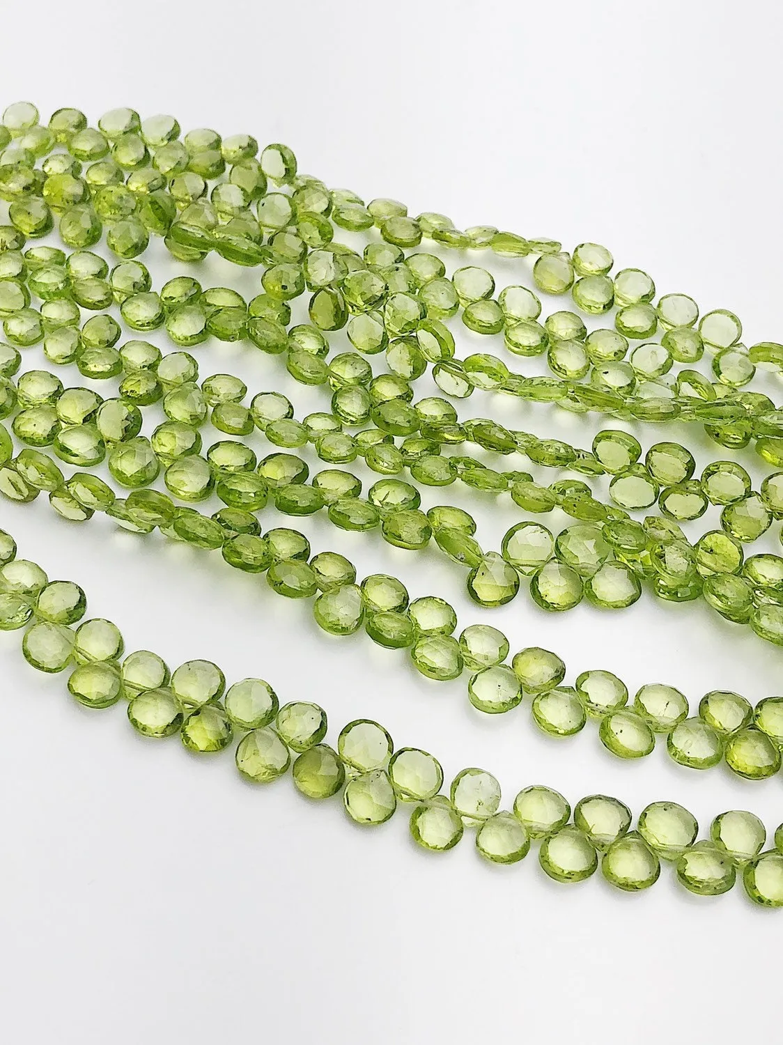 HALF OFF SALE - Peridot Flat Faceted Round Gemstone Beads, Full Strand, Semi Precious Gemstone, 8"