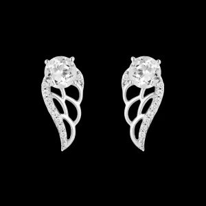 Hallmark Fine Jewelry Dove Wing Stud Earrings in Sterling Silver with White Topaz & Diamonds