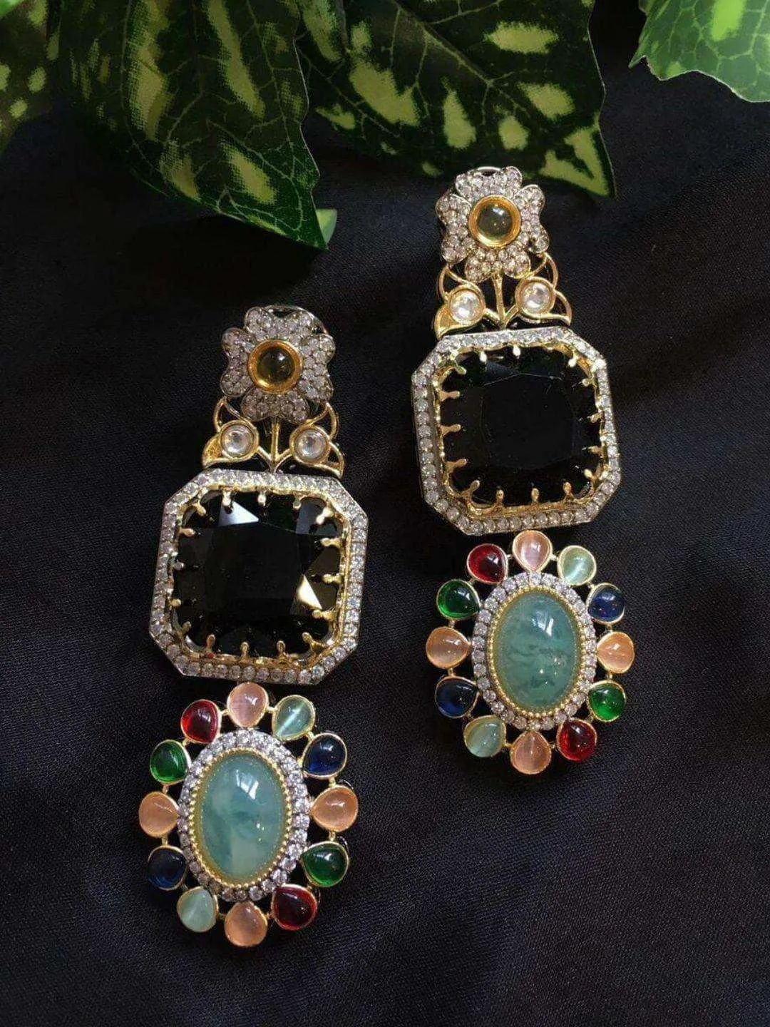 Hanging Sabyasachi Inspired Doublette Stone Earings