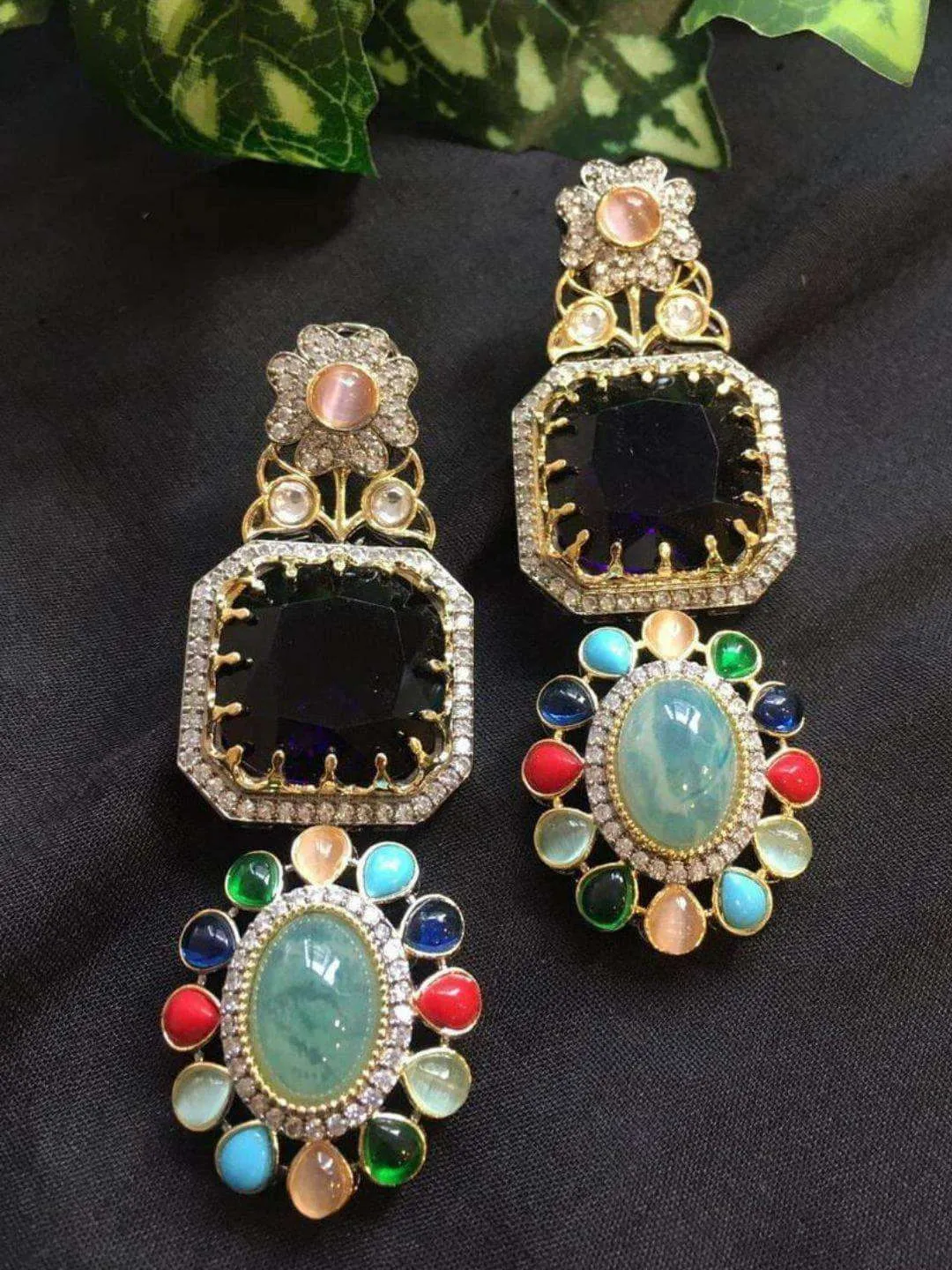 Hanging Sabyasachi Inspired Doublette Stone Earings