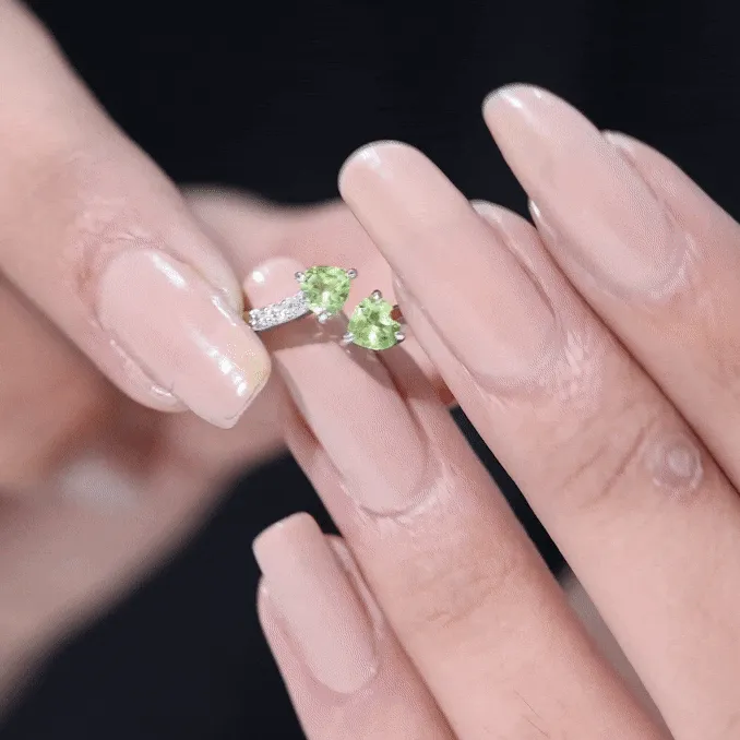 Heart Peridot Promise Ring with Diamond