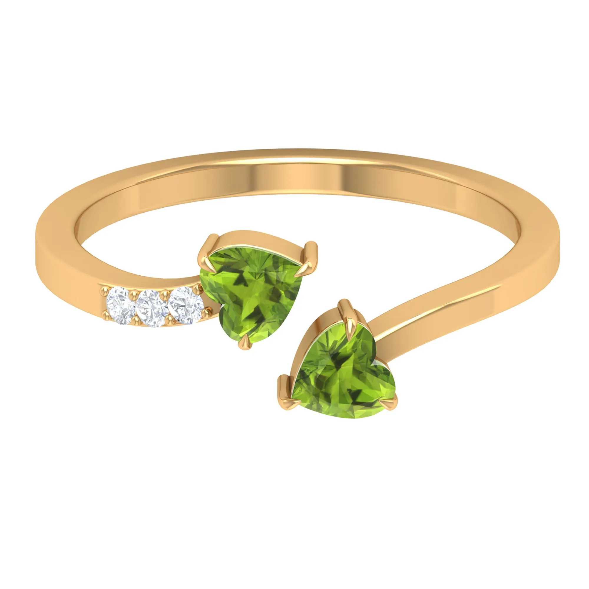 Heart Peridot Promise Ring with Diamond