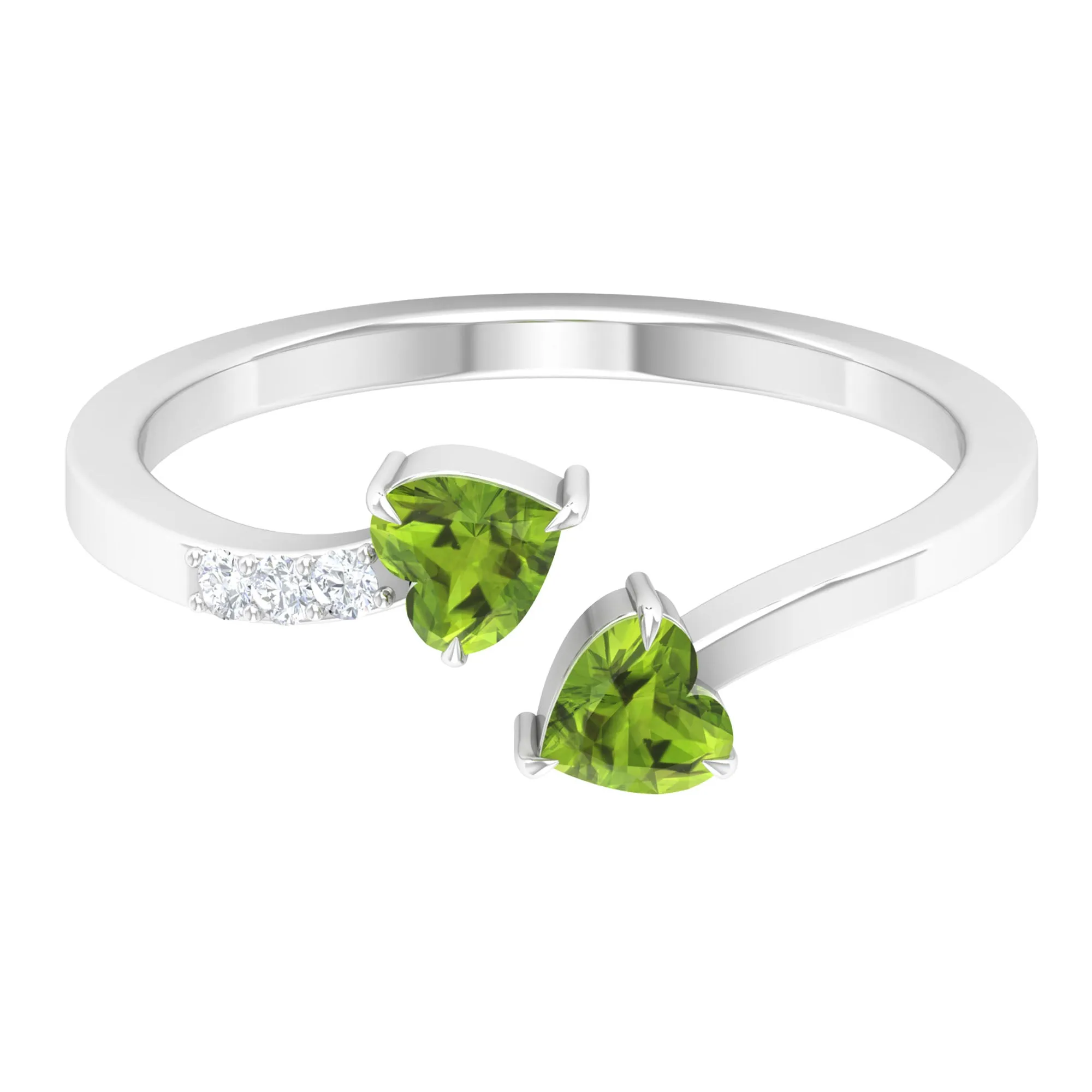 Heart Peridot Promise Ring with Diamond