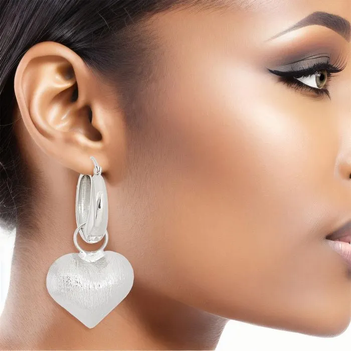 Hoop Medium Chunky Heart Earrings for Women