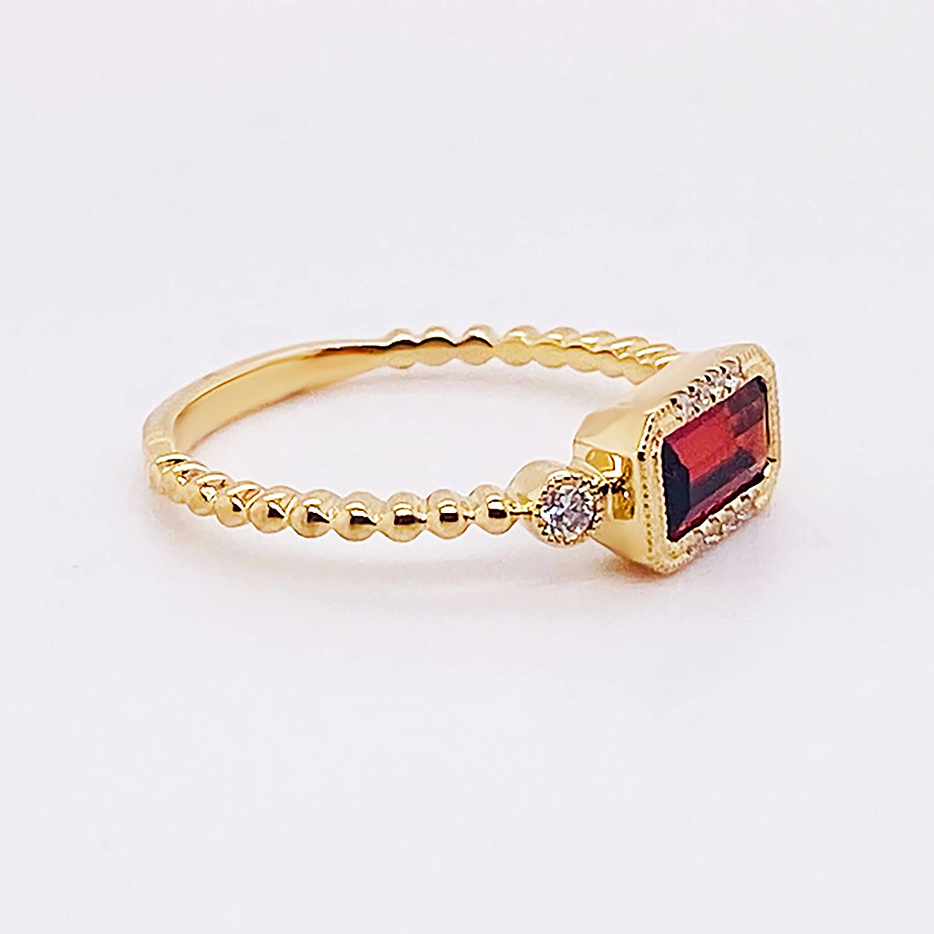 Horizontal Garnet & Diamond Ring