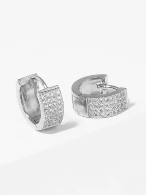 Huggie Hoop CZ Silver Earrings