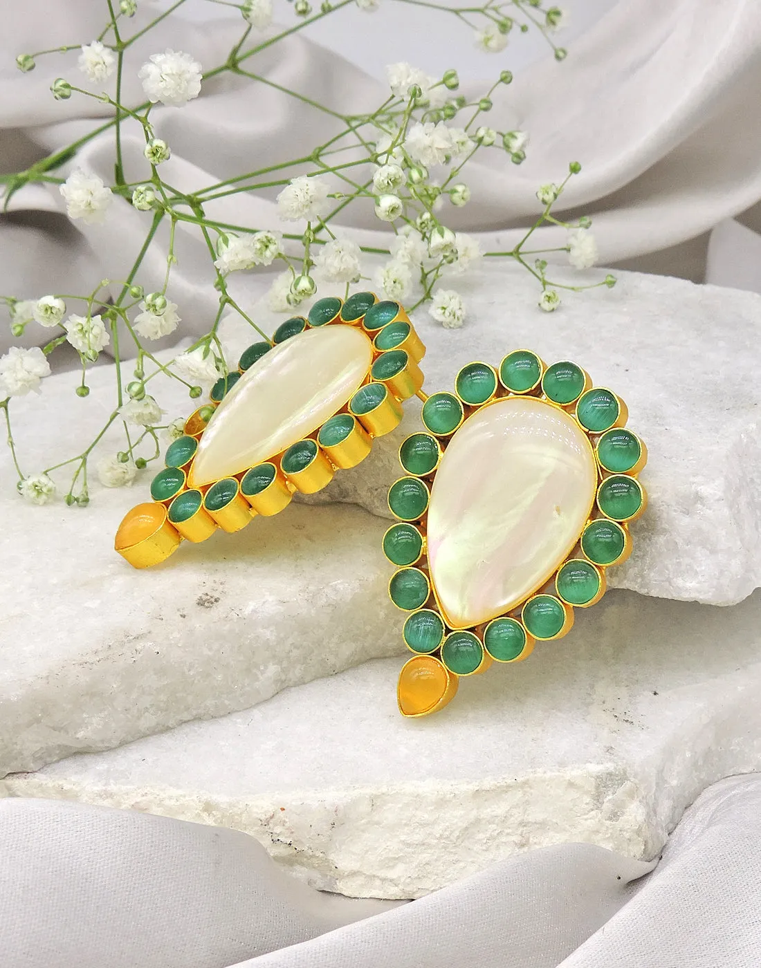 Inverted Drop Earrings | Jade, Blue, Orange & Sage