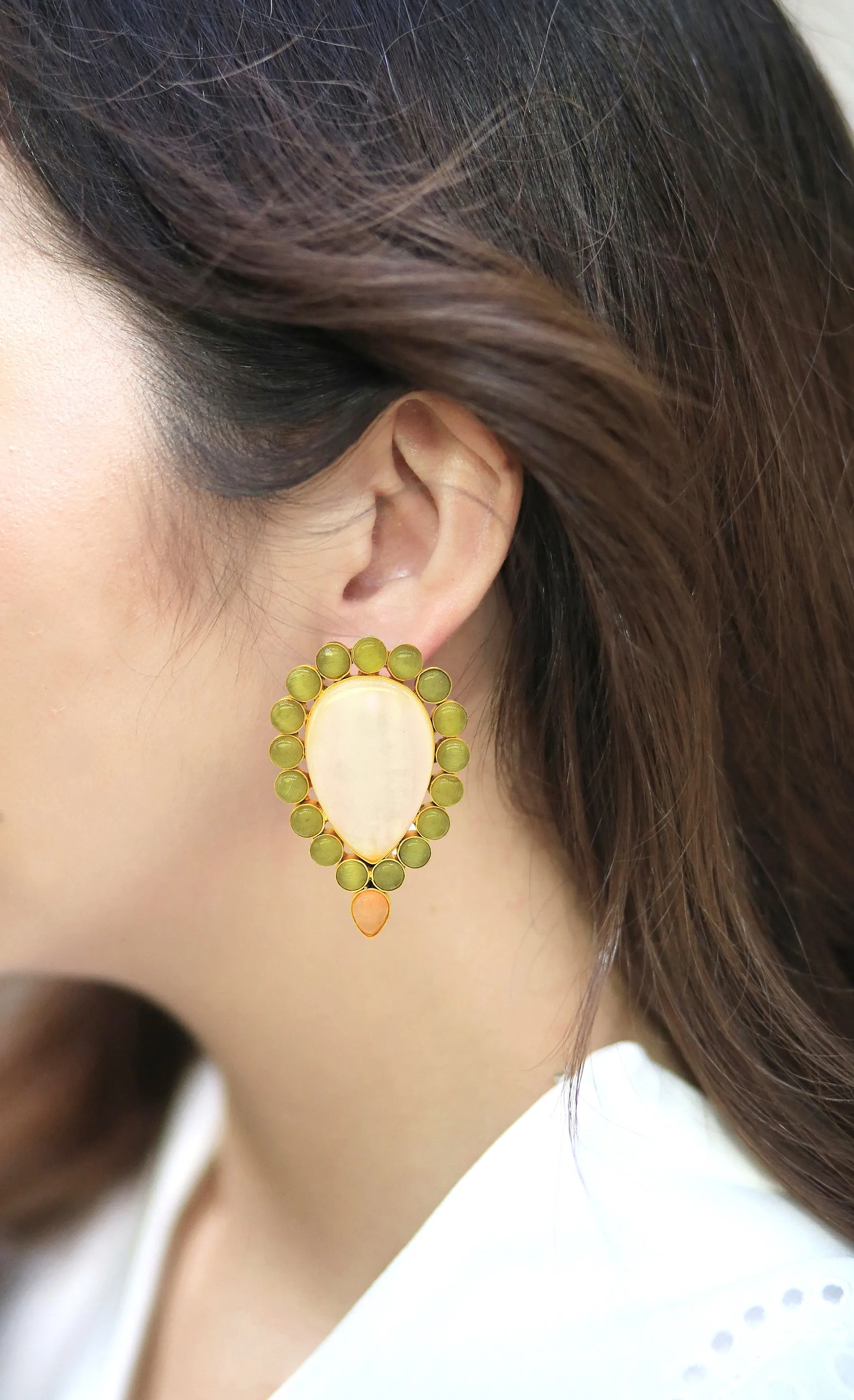 Inverted Drop Earrings | Jade, Blue, Orange & Sage