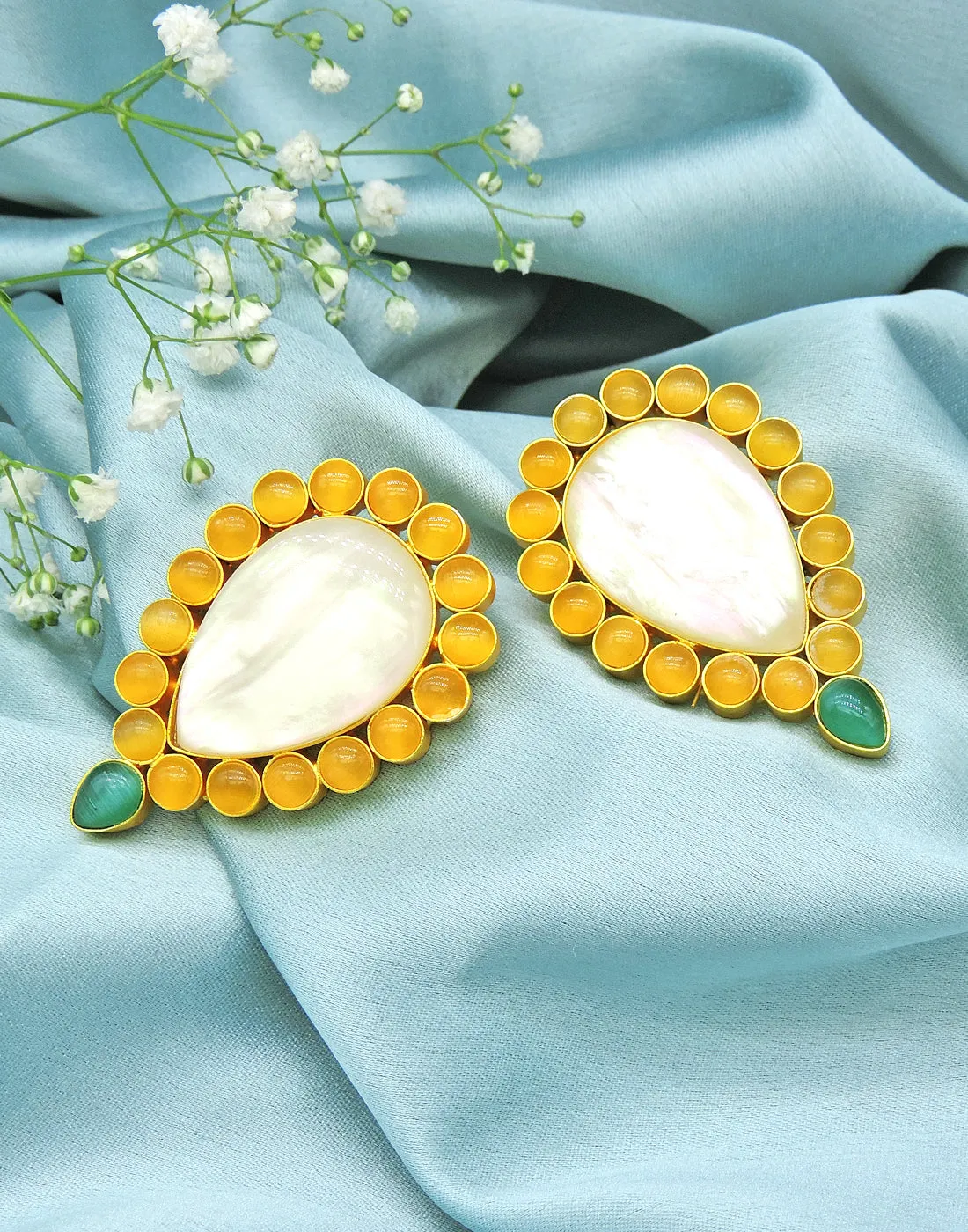 Inverted Drop Earrings | Jade, Blue, Orange & Sage