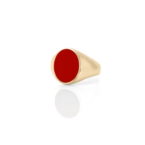 IVY ENAMEL PINKY SIGNET RING-RED