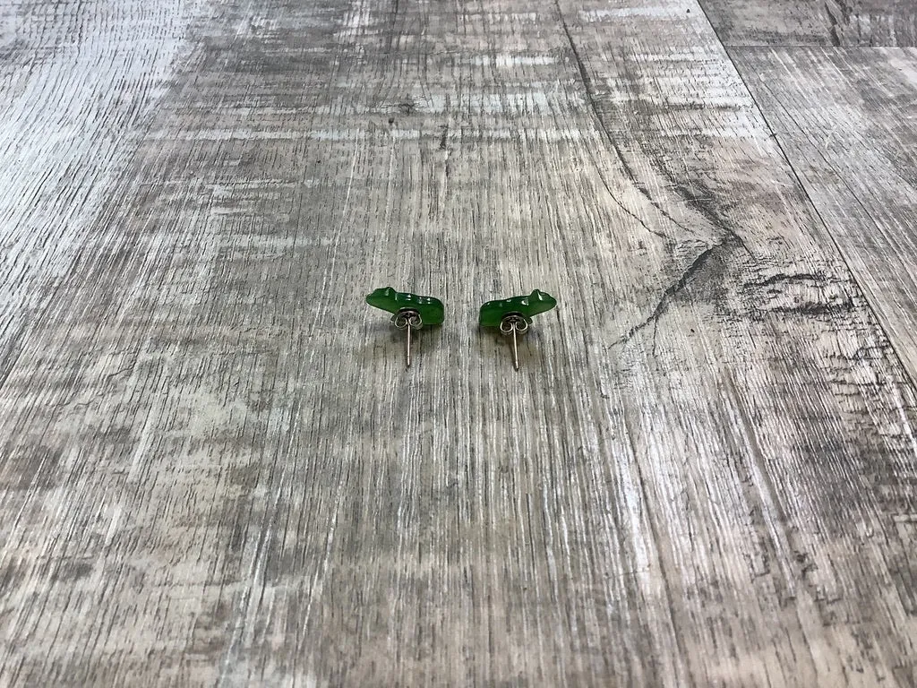 Jade Bear Studs