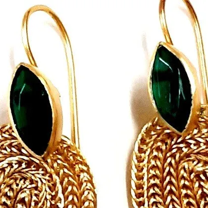 JADE LONG GOLD TASSEL EARRINGS