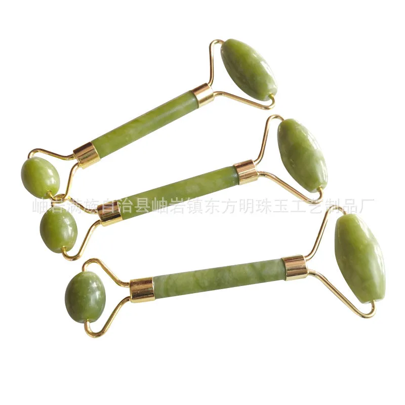 Jade Roller Massager Green Phoenix Jade Horn Scraping Plate Set Facial Face Massage Stick Xiuyan Jade Beauty Instrument