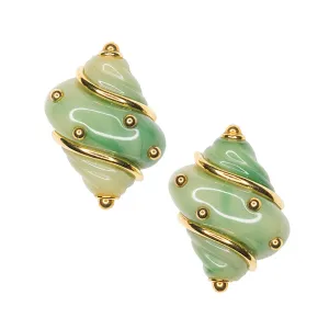 Jade Seashell Clip Earrings