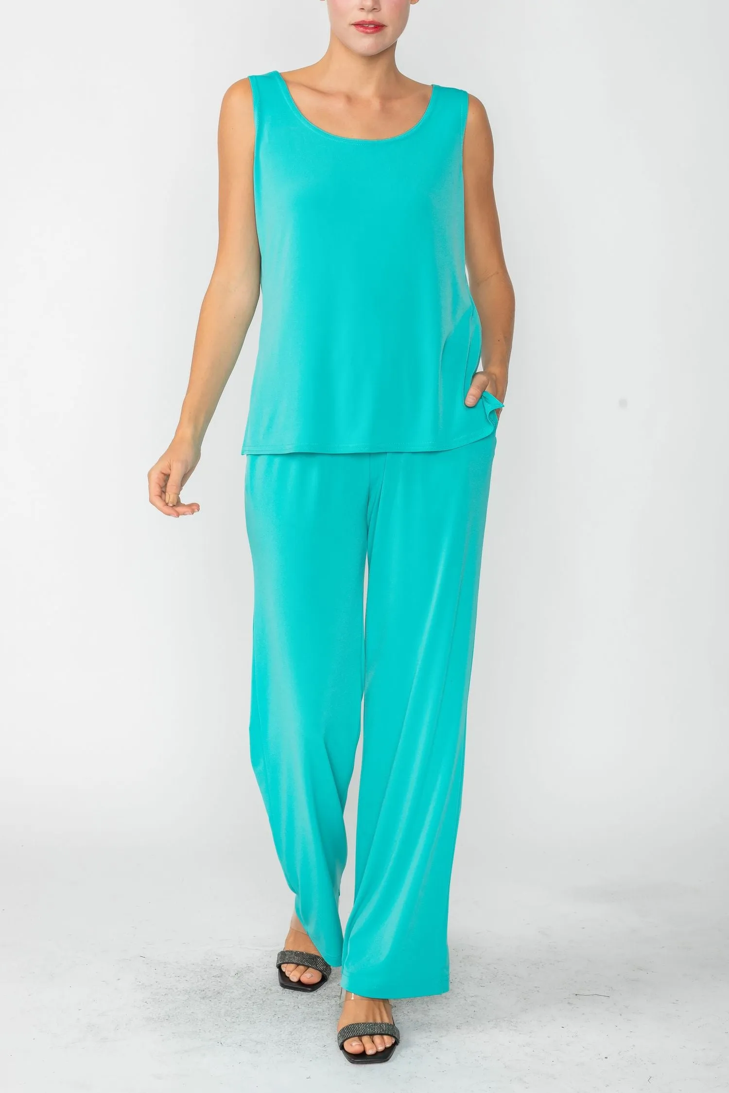 Jade Wide Leg Long Pants & Scoop Neck Tank Top