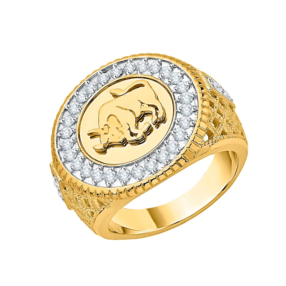 KATARINA 5/8 cttw Diamond "Bull" Signet Men's Ring