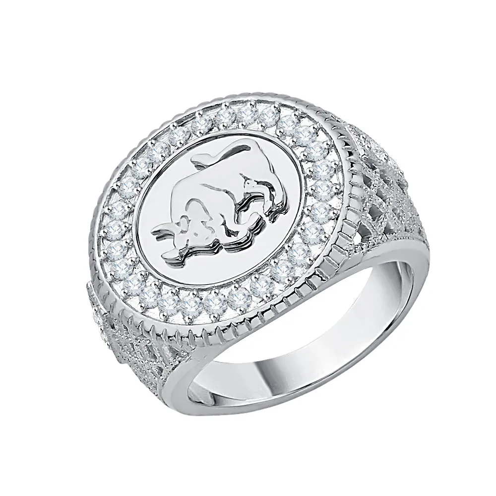 KATARINA 5/8 cttw Diamond "Bull" Signet Men's Ring