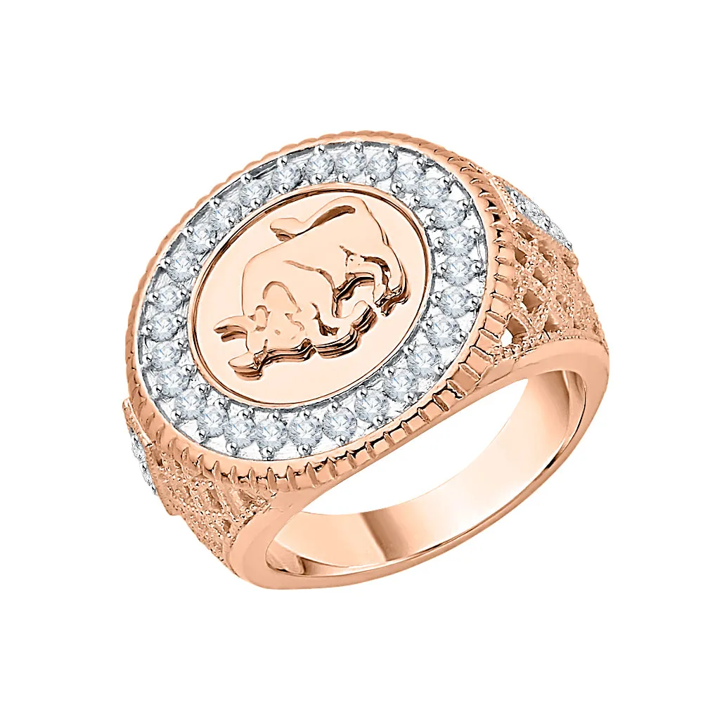 KATARINA 5/8 cttw Diamond "Bull" Signet Men's Ring