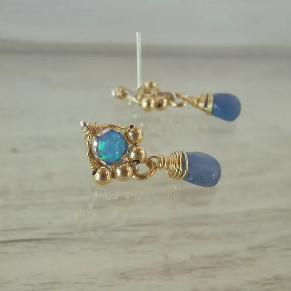 Lab Opal Stud Spring Earrings