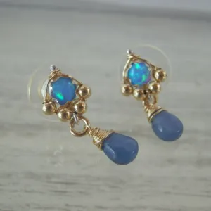 Lab Opal Stud Spring Earrings