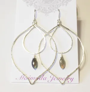 Labradorite peacock hoop earrings (E516)