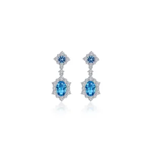 Lafonn Simulated Diamond & Blue Topaz Oval Halo Earrings E0593BTP