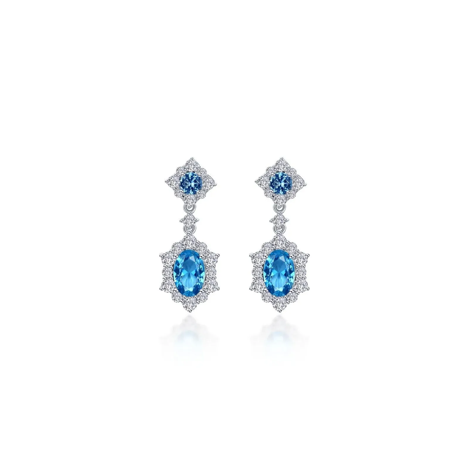 Lafonn Simulated Diamond & Blue Topaz Oval Halo Earrings E0593BTP