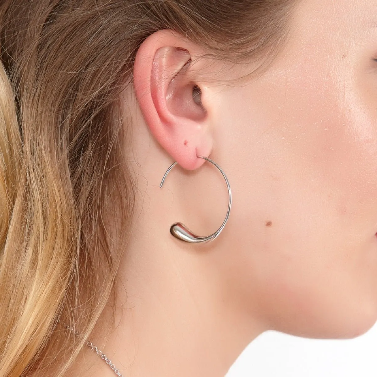 Large Luna Hoop Earrings in Sterling Silver