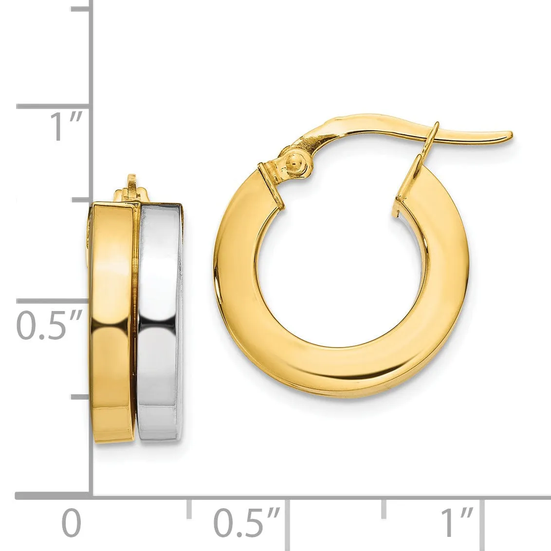 Leslie 14k Two Tone Gold Polished Hoop Earrings