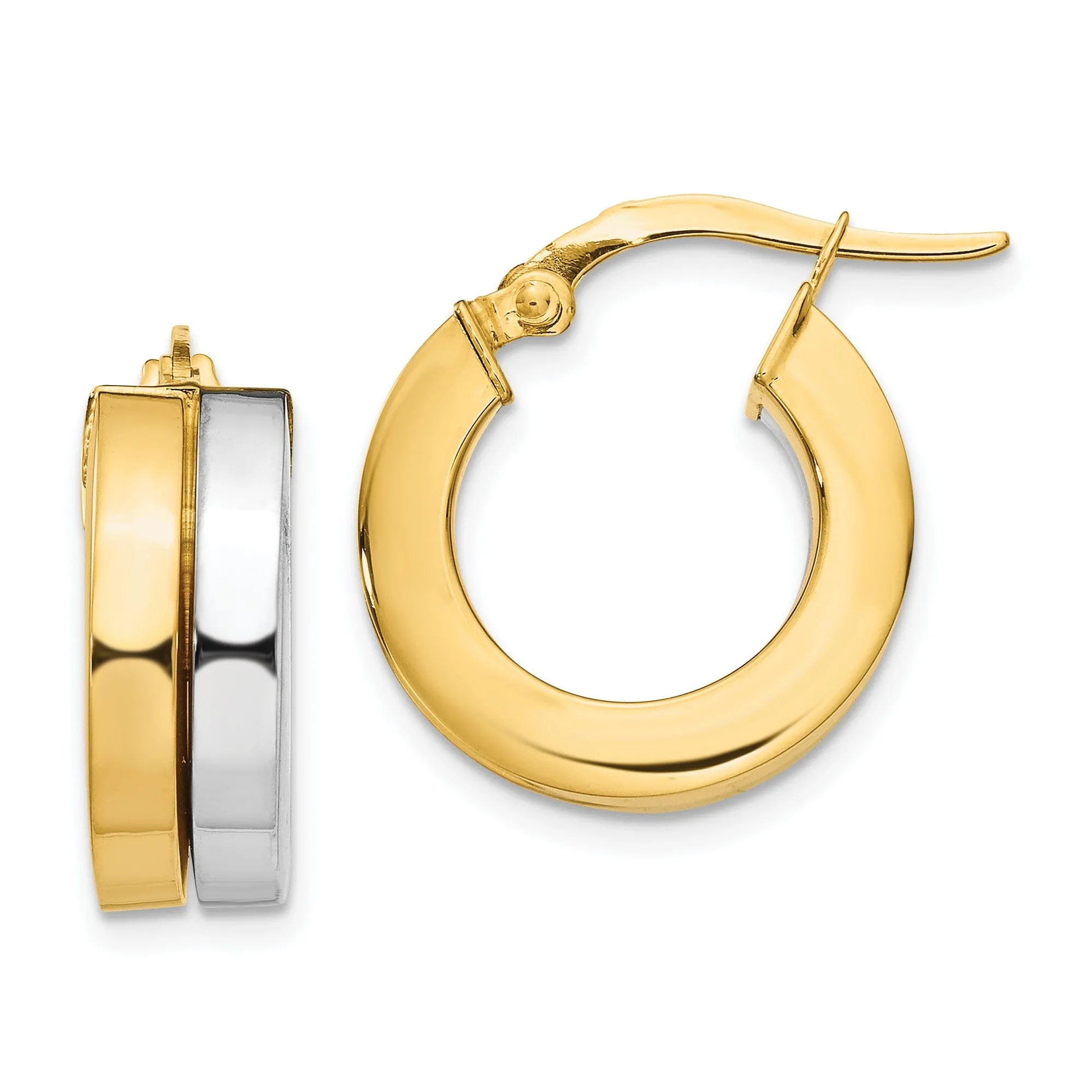 Leslie 14k Two Tone Gold Polished Hoop Earrings