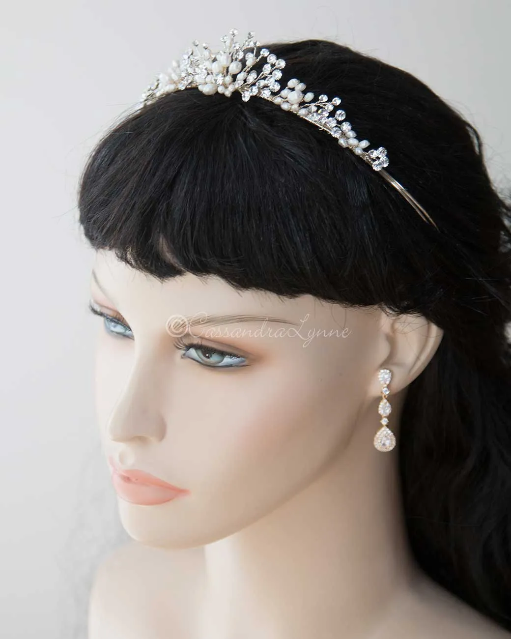 Light Gold Pearl Wedding Tiara