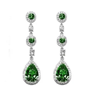 Lina Emerald Dangle Pear Drop Earrings | 38mm