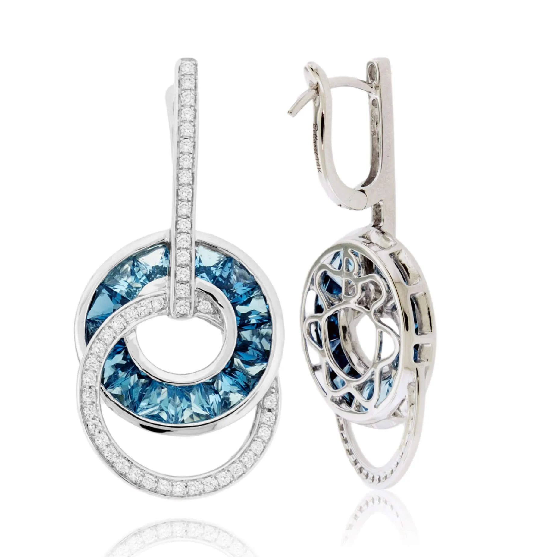 London Blue to Sky Blue Topaz Circle with Diamond Accented Earrings