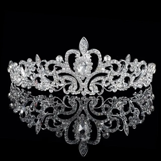 Luxury Bridal Crystal Tiara Crowns Princess Queen Pageant Prom Rhinestone Veil Tiaras Headband Wedding Hair Accessories