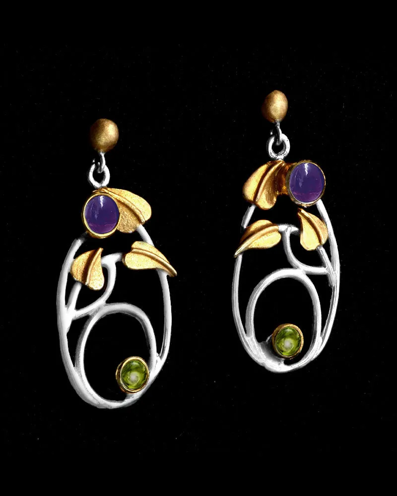 Mackintosh Willowwood Silver, Iolite and Peridot Earrings