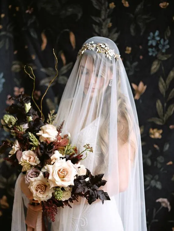 MARGEAUX Silvered Leaves Bridal Halo Headpiece