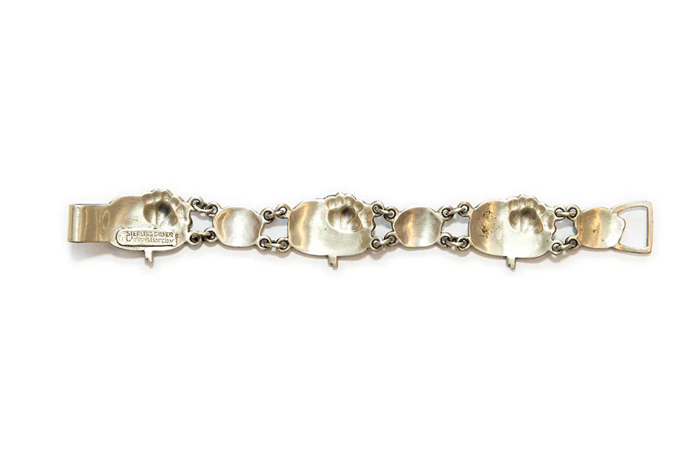 McCLELLAND BARCLAY Sterling Silver Repoussé Flower Bracelet